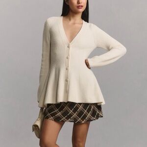 Anthropologie Maeve white hourglass Button-Front Cardigan NWT